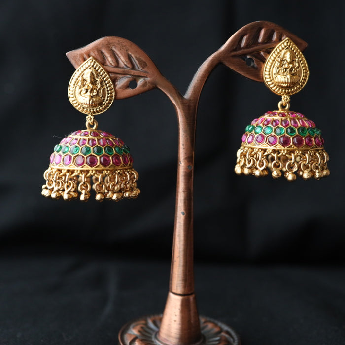 Antique ruby green stone jumka earring 46667122971