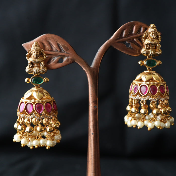 Antique ruby white stone jumka earring 46667122967