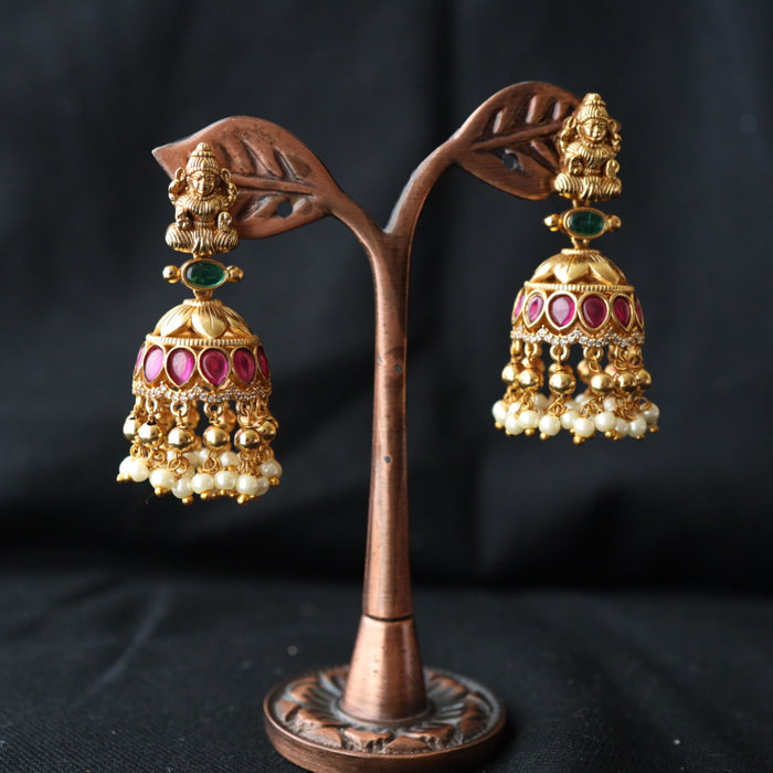 Antique ruby white stone jumka earring 46667122967