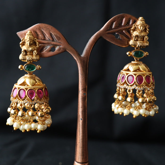 Antique ruby white stone jumka earring 46667122967