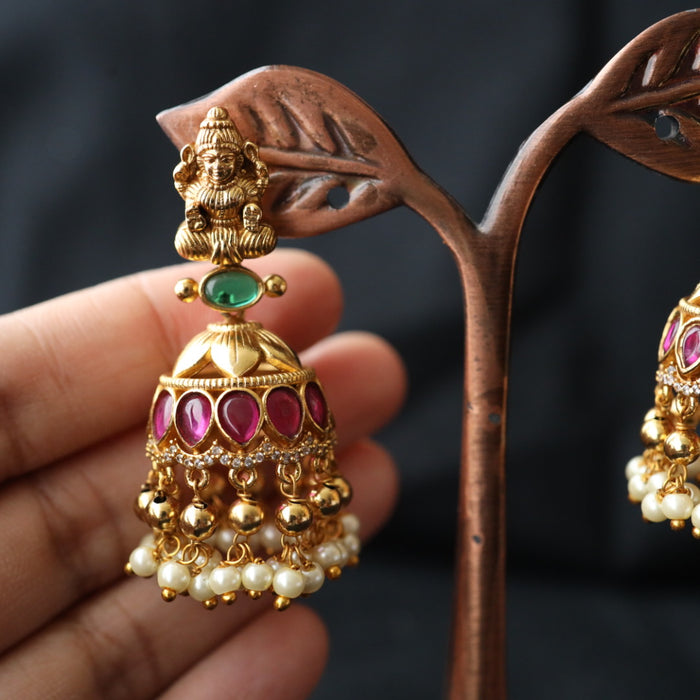 Antique ruby white stone jumka earring 46667122967