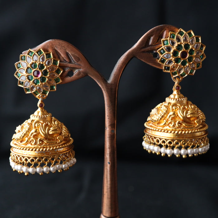 Antique green white stone jumka earring 4666712293