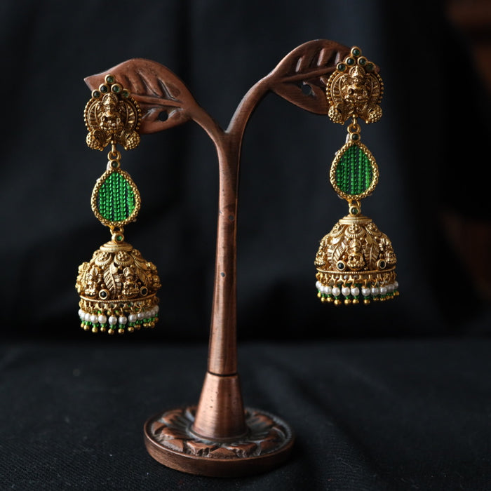 Antique green stone jumka earring 4666712292