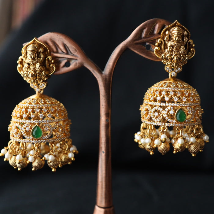 Antique temple white stone jumka earring 466671227