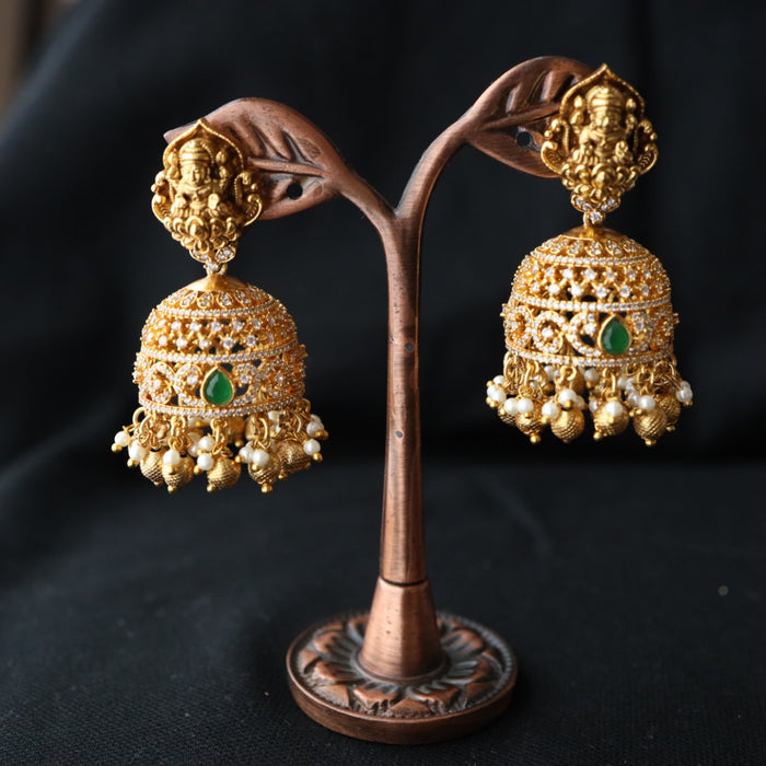 Antique temple white stone jumka earring 466671227