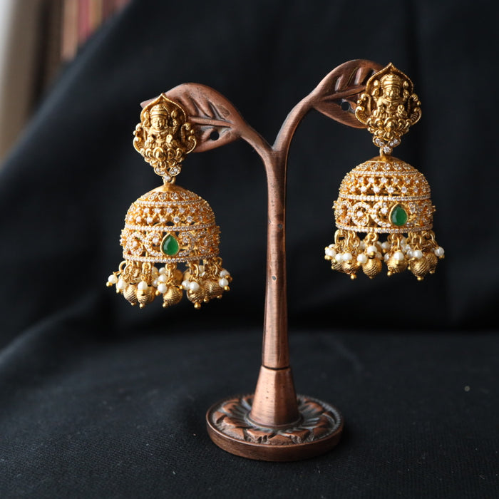 Antique temple white stone jumka earring 466671227