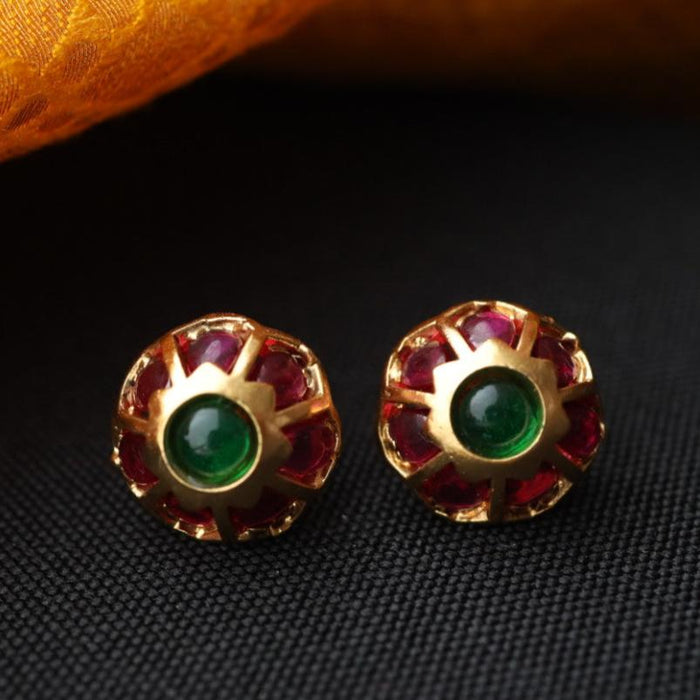 Antique ruby green stone studd earring 46667122961