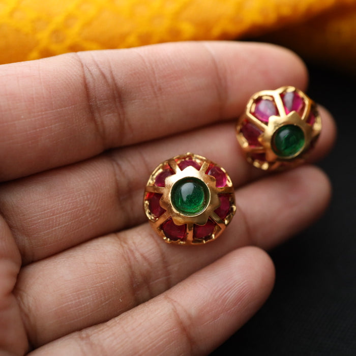 Antique ruby green stone studd earring 46667122961