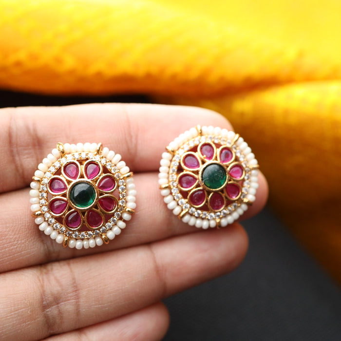 Antique ruby green stone studd earring 4666722