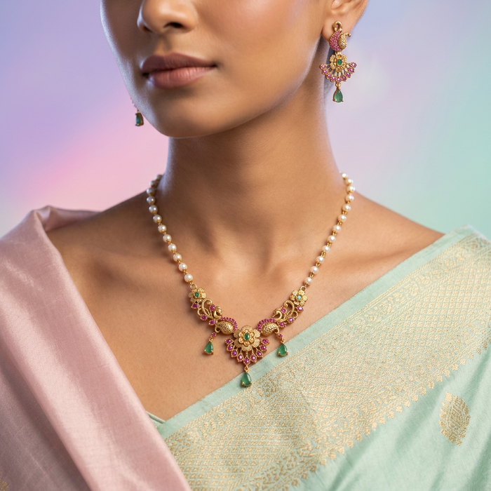 Padmini Antique long necklace and earrings PAD003