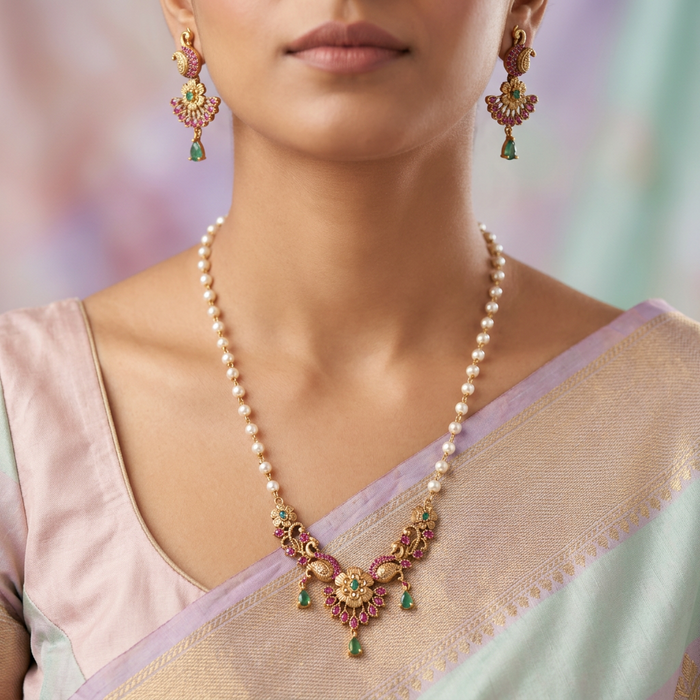 Padmini Antique long necklace and earrings PAD003