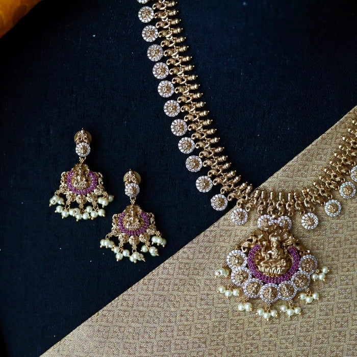 Antique temple short necklace and earrings 816985