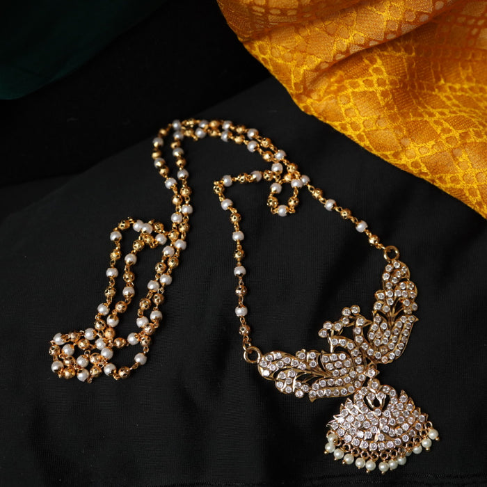 Heritage gold plated ruby white stone padakam chain 98901