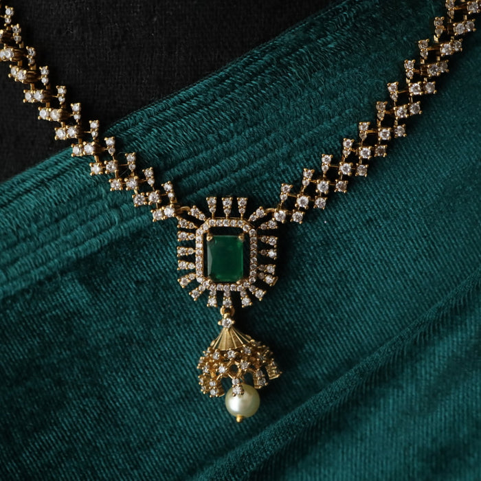 Victorian green stone short necklace with jumka  9890811