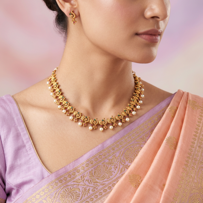 Antique short necklace with earrings SS10-104