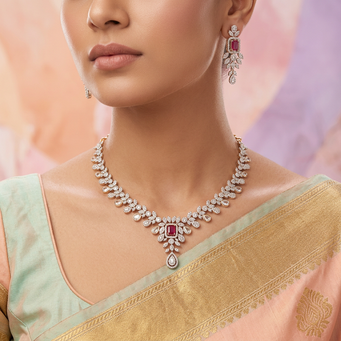 Victorian short necklace with earrings   V1002