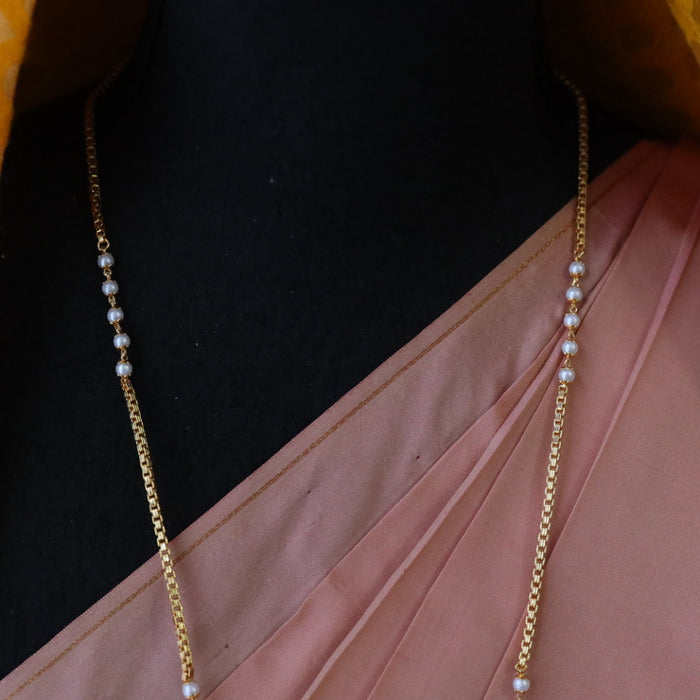 Heritage gold plated padakam long pearl chain 1657768