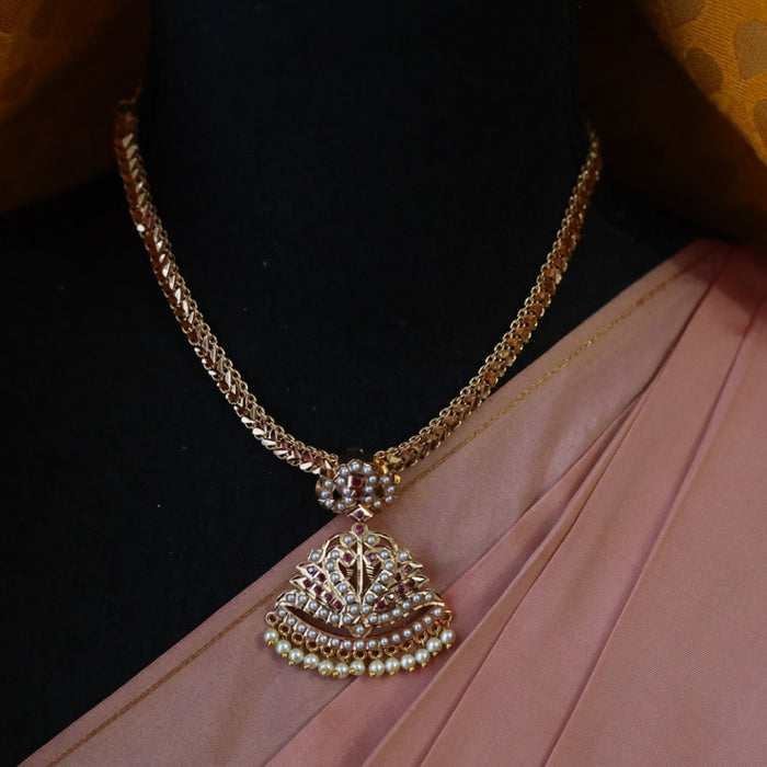 Heritage gold plated padakam short pearl chain 16577660