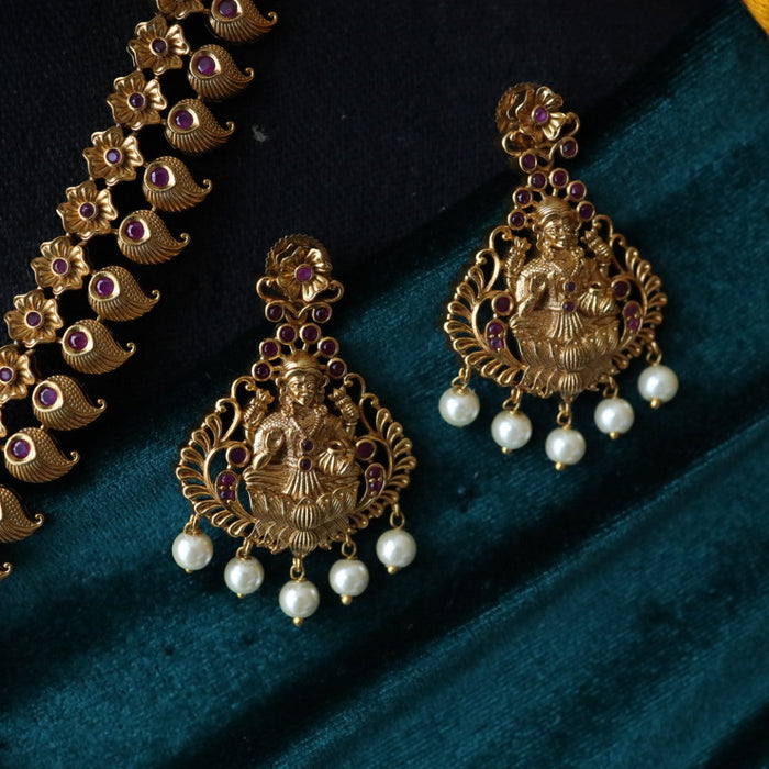 Antique short necklace with earrings 14458