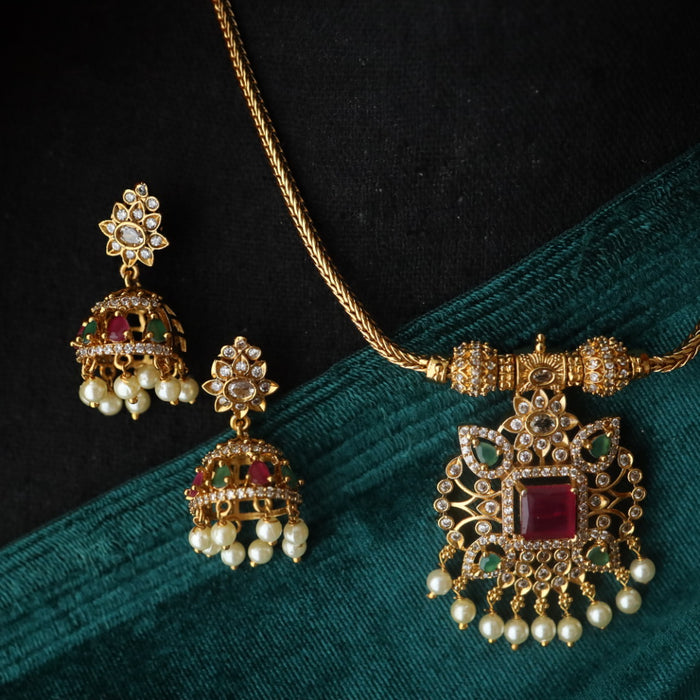 Antique short necklace with earrings 3111333