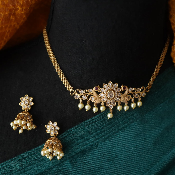 Antique short necklace with earrings 3111334