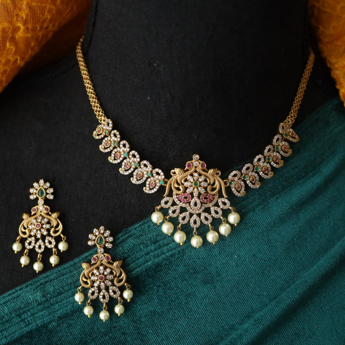 Antique short necklace with earrings 3111325