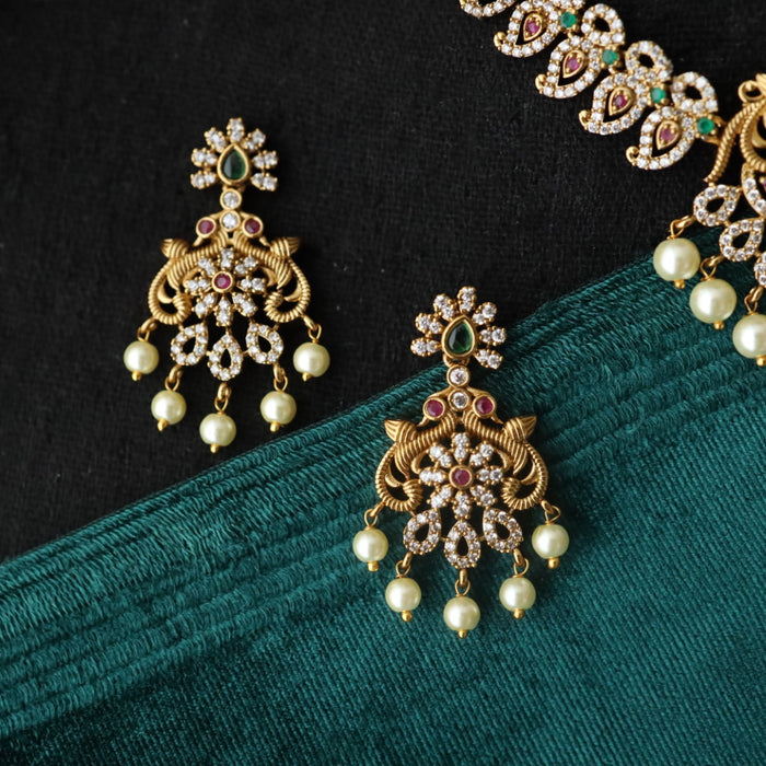 Antique short necklace with earrings 3111325