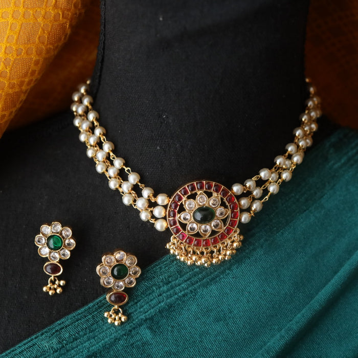 Padmini pearl antique short necklace with earrings 3111326