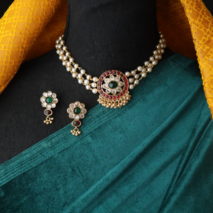 Padmini pearl antique short necklace with earrings 3111326