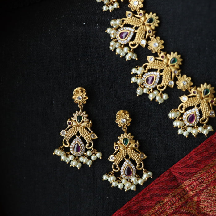 Antique temple short necklace and earrings 81699743