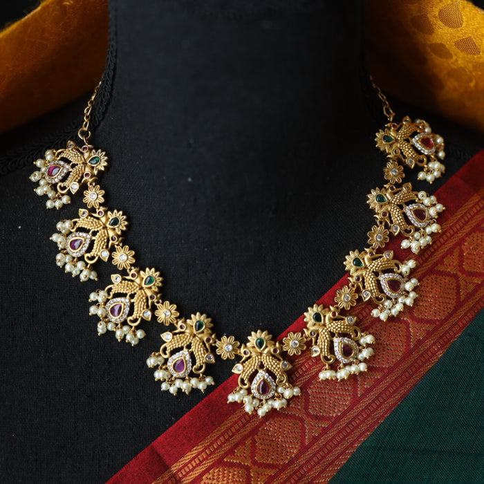 Antique temple short necklace and earrings 81699743