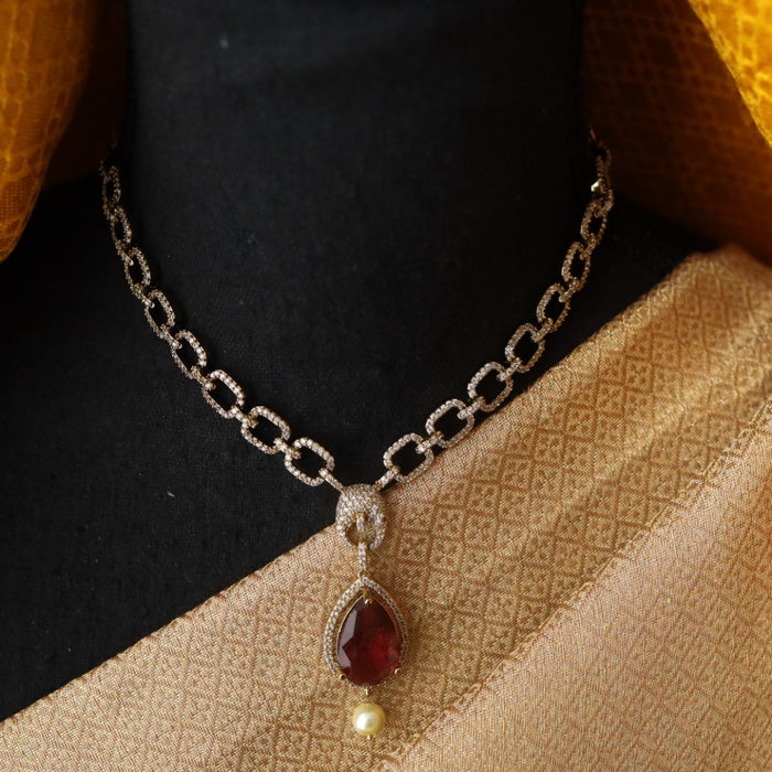 Victorian ruby stone short necklace with earrings 998906