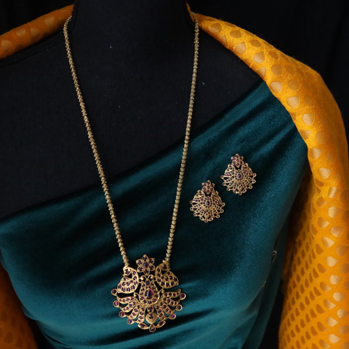 Antique padakam long chain with earrings 145