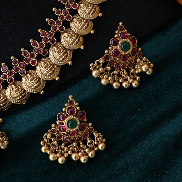Antique short necklace and earrings 14280