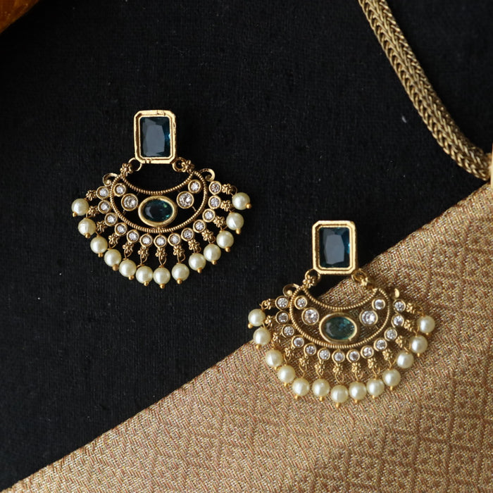 Antique blue short necklace with earrings 9890822