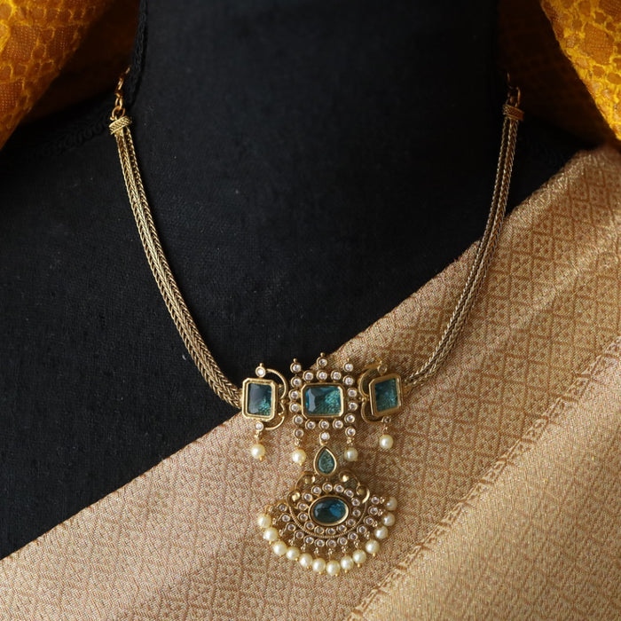 Antique blue short necklace with earrings 9890822