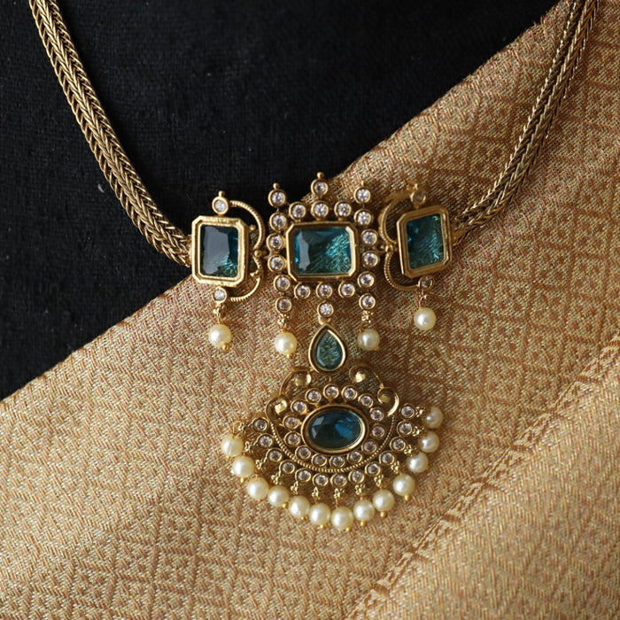 Antique blue short necklace with earrings 9890822