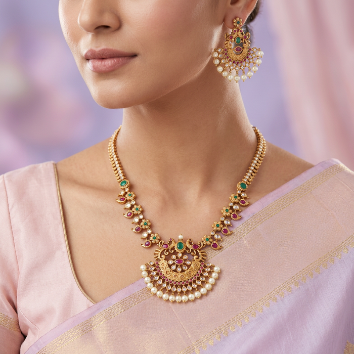 Antique simple short necklace and earrings SS11050