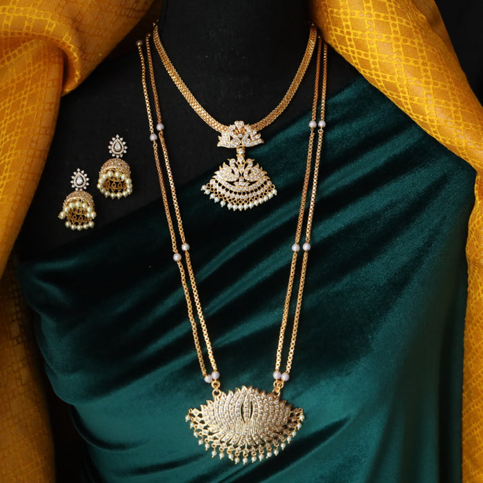 Heritage gold plated white padakam necklace set with earrings 165757755