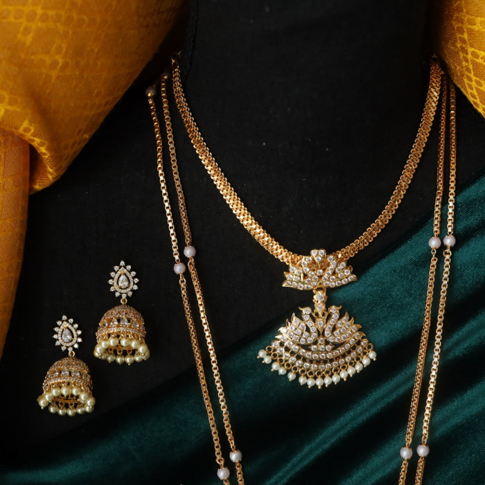 Heritage gold plated white padakam necklace set with earrings 165757755