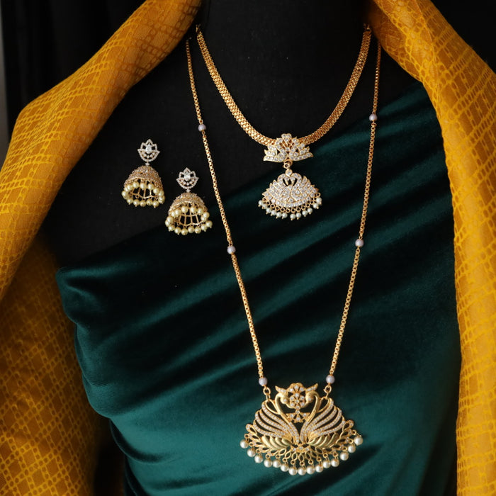 Heritage gold plated white padakam necklace set with earrings 165757756