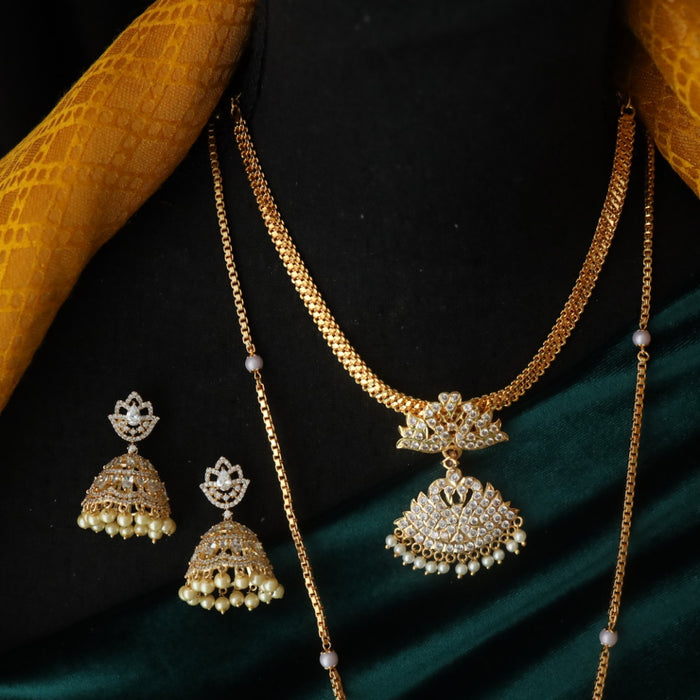 Heritage gold plated white padakam necklace set with earrings 165757756