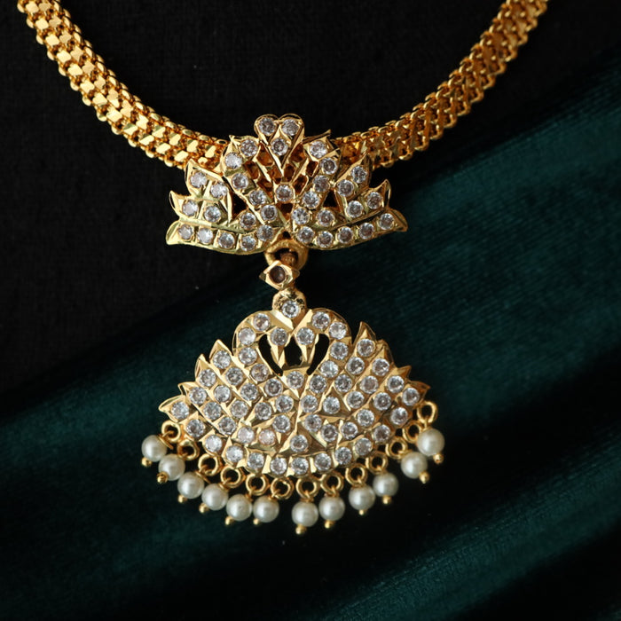 Heritage gold plated white padakam necklace set with earrings 165757756