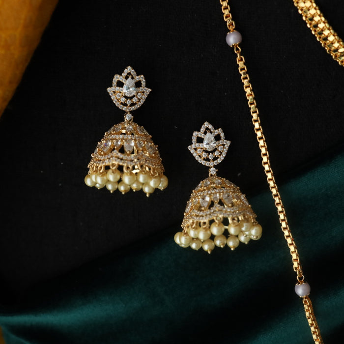 Heritage gold plated white padakam necklace set with earrings 165757756