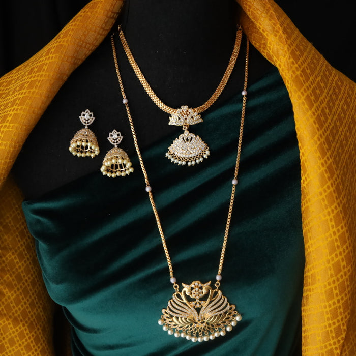 Heritage gold plated white padakam necklace set with earrings 165757756