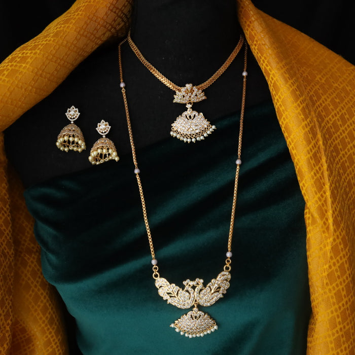 Heritage gold plated white padakam necklace set with earrings 165757759