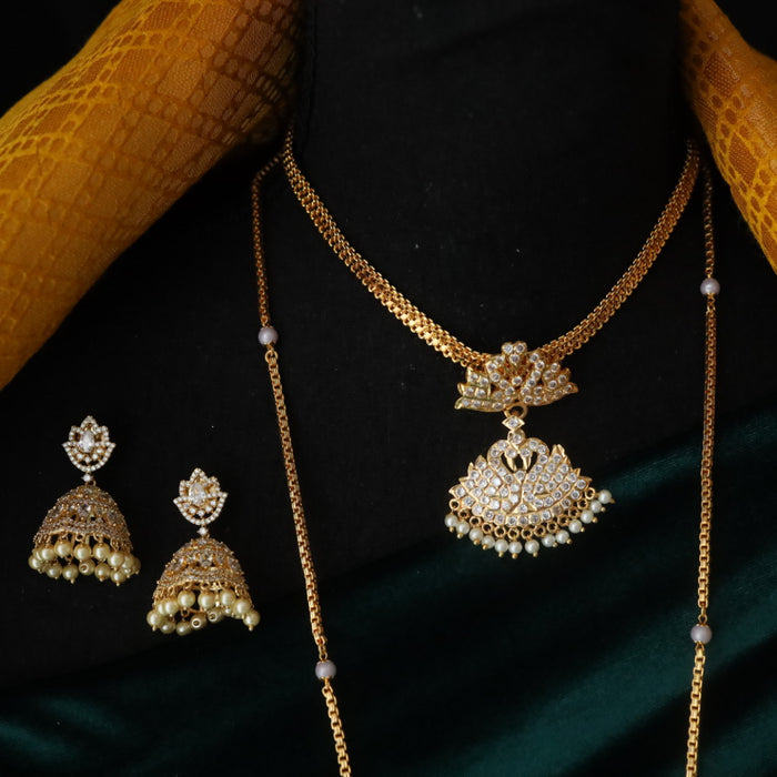 Heritage gold plated white padakam necklace set with earrings 165757759