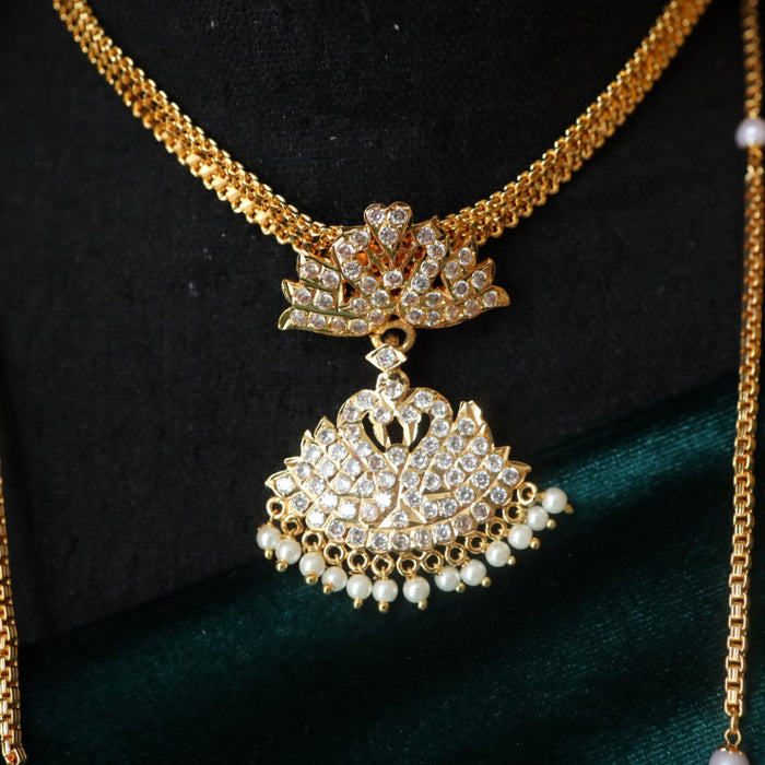 Heritage gold plated white padakam necklace set with earrings 165757759