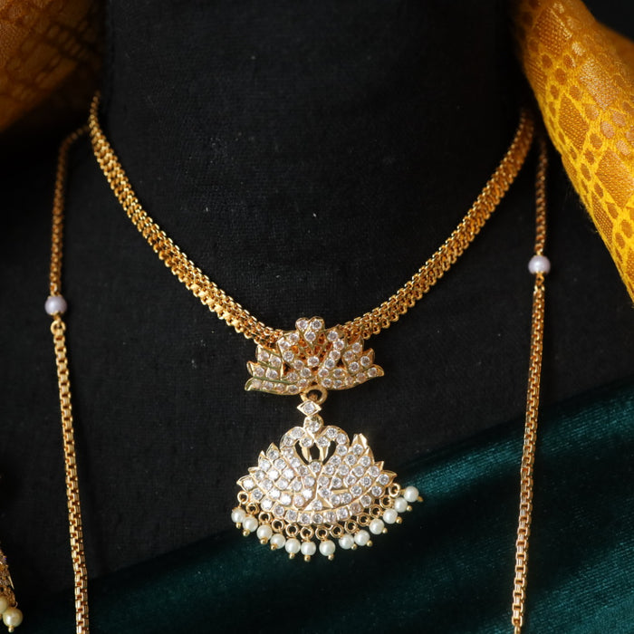 Heritage gold plated white padakam necklace set with earrings 165757759