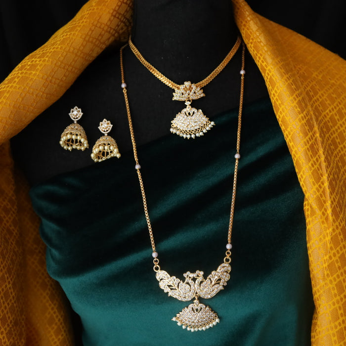 Heritage gold plated white padakam necklace set with earrings 165757759